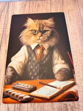 Office Kitty Metal Sign Cute Cat Worker Cat Metal Home Decor FAST SHIP